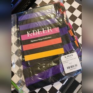 K Deer Kids Signature Stripe Mabel Purple Orange and Yellow Leggings
